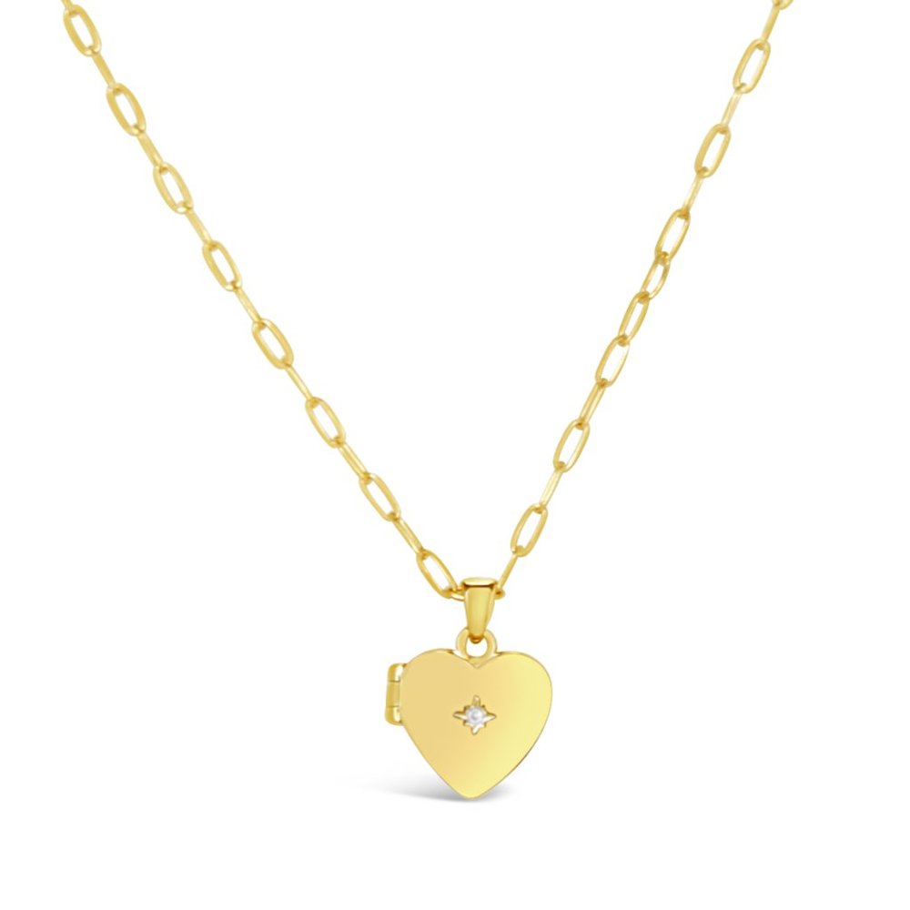 Keepsake Starburst Cz 14k Gold Heart Locket